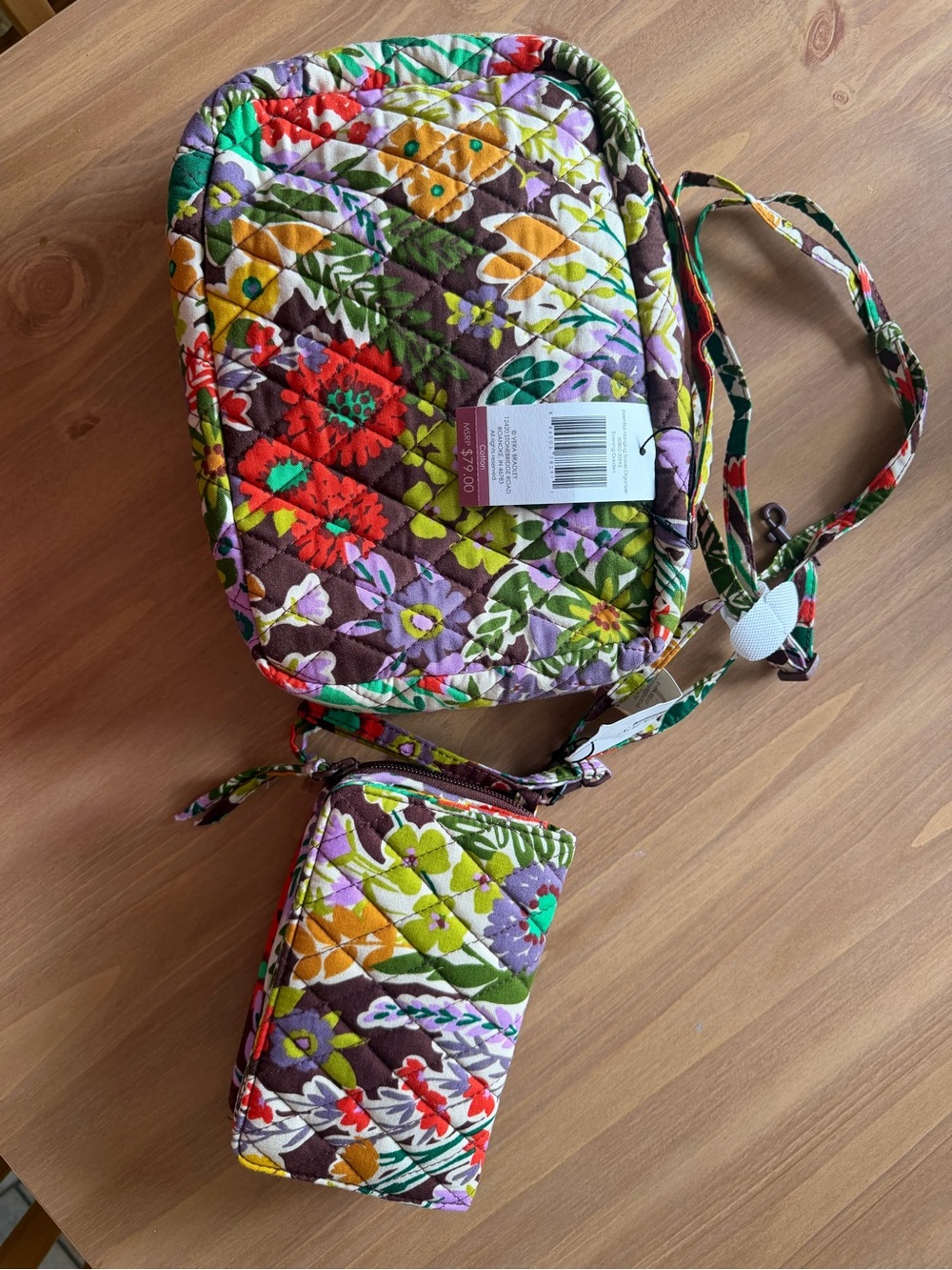 Vera Bradley Multicolor Quilted Floral Crossbody with Matching Zip Wallet